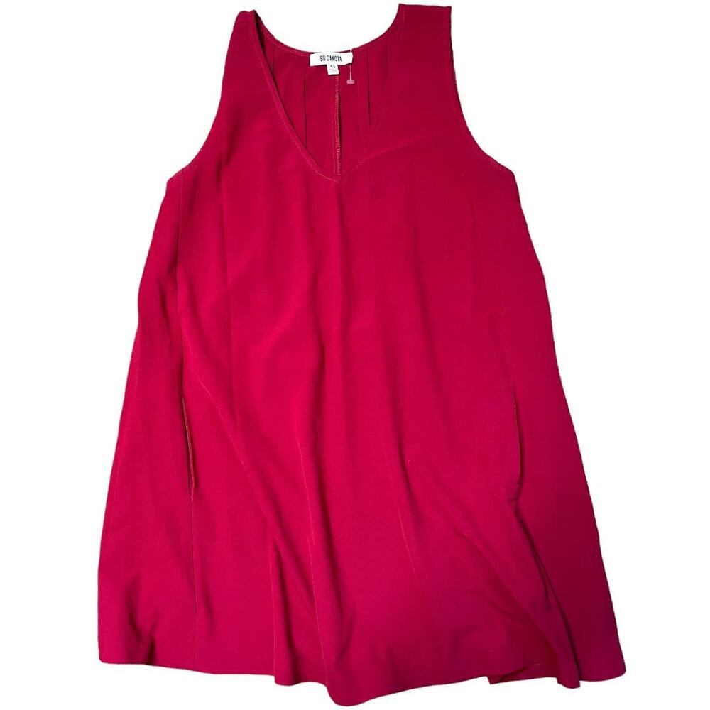 BB Dakota burgundy red sleeveless tunic mini dress top pockets v-neck XS NWOT